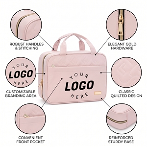 Bolsa de Maquillaje Grande de Lujo Acolchada Personalizada, Estilo Cuadrado, de Nailon Impermeable, Portátil y Acolchada - Product Image 3