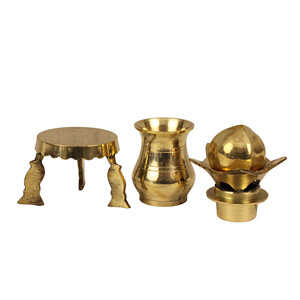Ensemble Subham élégant en laiton pur avec un design traditionnel, parfait pour la décoration spirituelle, les cadeaux de mariage, les cadeaux de déménagement et les Pooja quotidiennes. - Product Image 4