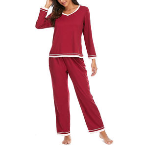 Ensemble de vêtements de nuit en coton blanc à manches longues pour femmes de haute qualité Ensemble short et pyjama deux pièces Terno Vêtements de nuit de détente pour femmes/ - Product Image 2