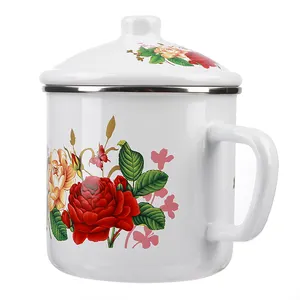 20oz high quality storage cookware mug stocks enamel tin mug cup with cover