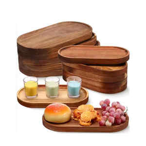 Platos de madera de acacia de nogal negro de haya de ébano con forma ovalada Rectangular decorativa de estilo japonés hecha a mano <span class=keywords><strong>para</strong></span> servir - Product Image 6