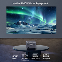 Projecteur intelligent CRE CR53 Pro pour la maison avec Google TV 4K - LED 1080P natif 750 lumens, mise au point automatique, anti-poussière, mise en miroir de l'écran, portable