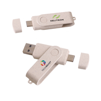 Grosir Disk USB Tipe C bahan kayu sedotan gandum ramah lingkungan hadiah perusahaan antarmuka 2.0 USB dengan prioritas