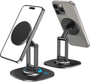 Supporto da Tavolo Magnetico Pieghevole in Lega di Alluminio con Rotazione a 360° per iPhone 17 16 15 14 13 12 Pro Max - Product Image 1