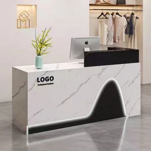 Comptoir de réception de spa personnalisé avec éclairage LED, design minimaliste pour salon de beauté, bureaux de réception de salon de coiffure - Product Image 1