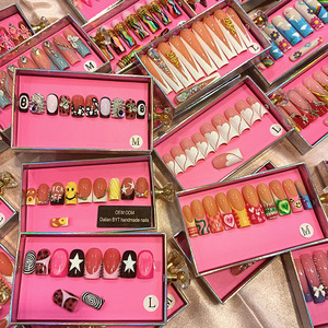 定制压装式指甲批发商 100% 手工制作 厚甲工厂 压装式指甲供应商 方形杏仁形 - Product Image 3