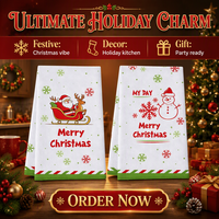Serviette de cuisine en microfibre gaufrée sur le thème de Noël, 32*45cm, 80g/pièce, haute absorption d'eau, séchage rapide, chiffon de nettoyage pour la cuisine