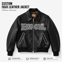 Fabricant de streetwear : Vestes en similicuir personnalisées pour hommes, en cuir PU premium, coupe ample, avec patchwork et lettres en strass sur le devant