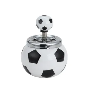 Wholesale Ceramic Round Football Cigarette Smoking Ashtray With Rotating Handle