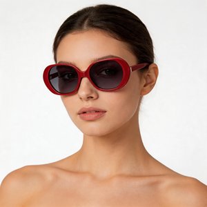 En stock, lunettes de soleil surdimensionnées rouges à monture intégrale en acétate, protection UV400, protection solaire tendance pour femmes - Product Image 1