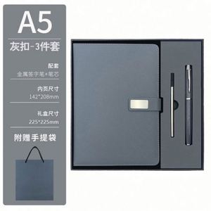 Carnet de notes A5 en cuir rechargeable, journal de luxe, ensemble cadeau d'entreprise avec stylo – Articles promotionnels de luxe en gros - Product Image 2