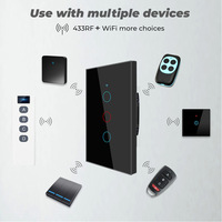 Interrupteur intelligent de qualité américaine, universel, à commande tactile, avec panneau en verre trempé, compatible BT, WiFi et RF, pour une seule prise zéro.