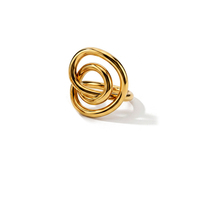 Nouvelle bague de doigt massive à cercle irrégulier, anti-ternissement, tendance, en acier inoxydable plaqué or 18 carats, étanche, grandes bagues pour femme