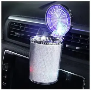 רכב מאפרה עם LED אור סיגריות סיגר אפר מגש מיכל עשן גליל אפר עשן כוס מחזיק LED צבעוני מאפרה