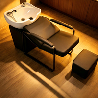 Chaise de lavage moderne en métal pour salons de coiffure, salons de barbier, salons et salles de bain - Réglable, durable, facile à nettoyer