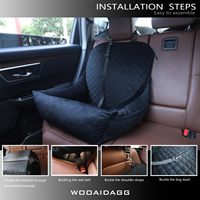 Siège de voiture pour chien facile à installer, personnalisé pour les petits chiens, tissu en velours ultra-doux avec 2 poches de rangement et sangles de sécurité réglables
