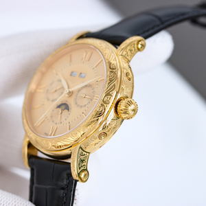 Montre élégante de style rétro pour hommes et femmes, grade 5A, avec calendrier complet, motif métallique circulaire, design artistique et tendance - Product Image 5