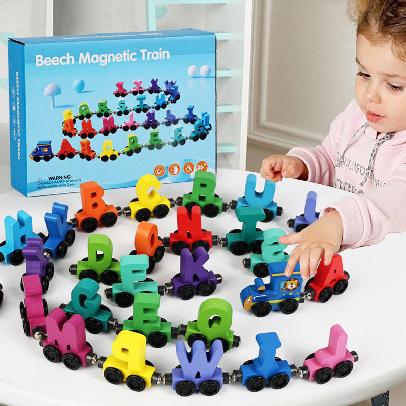 Magnetic Digital Little Train Building Blocks Educational Wooden ...