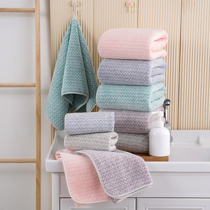 Coral Fleece Bath <b>Towels</b> Rectangle Geometric Pattern Soft Absorbent <b>Quick</b> <b>Drying</b> Home Use Solid Color <b>Towels</b> - Product Image 3