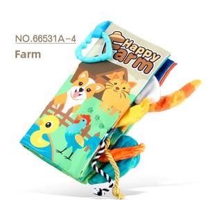 Livre en tissu pour bébé, format main, résistant aux déchirures, papier froissé, animaux anglais, 5 pages, <span class=keywords><strong>10</strong></span> faces, jouet éducatif, 3-6 <span class=keywords><strong>mois</strong></span> - Product Image 5