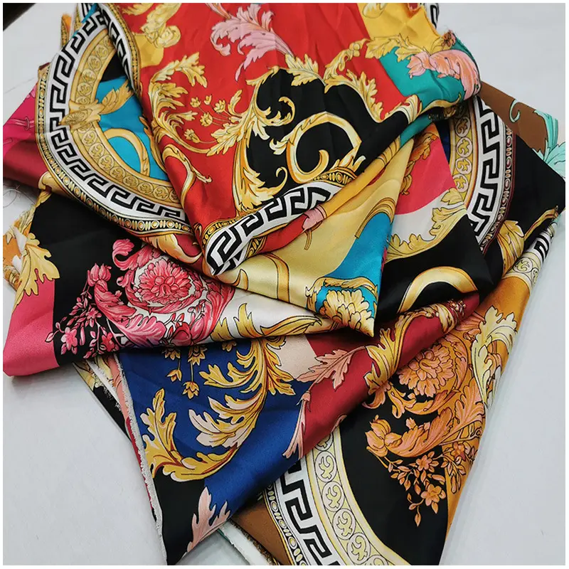 High Quality Digital Printing Hot Stamping Plain Polyester 75D Satin Fabric for Cheongsam Garment Printing