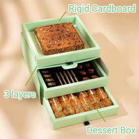 Carton de luxe logo personnalisé scatola boîte à sushi nourriture à emporter cookie chocolat gâteau boîte trois couches doux cadeau boîtes vides