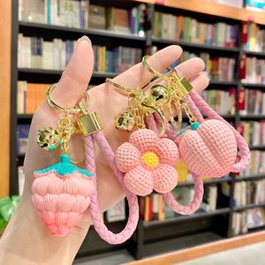 Creative Cartoon Resin Keychain Peach Fruit Strawberry Flower Pendant for <b>Car</b> <b>Key</b> <b>Ring</b> & Backpack Small Gift - Product Image 2
