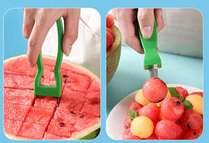 Cuchillo para tallar frutas de acero inoxidable 2 en 1, cortador de sandía, cortador de melón, cuchillo de sandía rápidamente seguro - Product Image 6