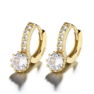 Fashion <strong>Solid</strong> 925 Sterling <strong>Silver</strong> White Paved Crystal <strong>Hoop</strong> <strong>Earrings</strong> for Women Jewelry - Product Image 4
