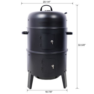 Wood Smoker <b>Grill</b> 16 Inch Vertical Portable <b>Outdoor</b> Cooking Black - Product Image 6