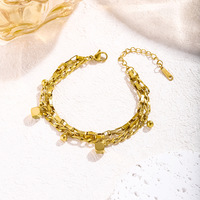 Bracelet en or 18 carats double couche à huit directions, style influenceurs Douyin, pour femmes, accessoire fait main