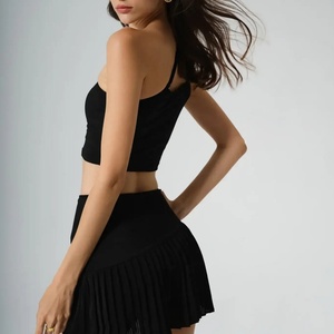 Custom Summer Anti-UV Striped Skirt <b>Set</b> Lightweight Breathable Asymmetric Cut Bra Pleated Sports Skirt Tennis Skirt - Product Image 5