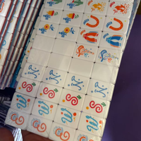 Luxuriöses Modernes 160-Teiliges Amerikanisches Mahjong-Set - 3-stufige Blau-Weiße Acryl-Steine mit Individuellem Western-Cowboy-Motiv für 4 Spieler Perfektes Geschenk