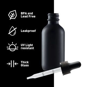 Custom Logo 1oz Essential <b>Oil</b> Serums Matte Black Frosted Glass Dropper <b>Bottle</b> with Black Dropper Cap - Product Image 2