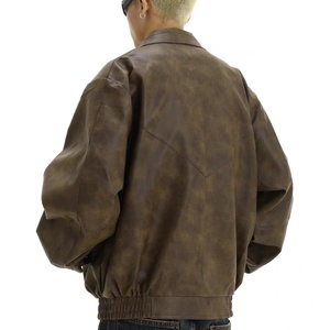 Chaqueta de Cuero Lavado para Motocicleta, Estilo Retro Vintage, a Prueba de Viento, para Hombre, Fabricante de Chaquetas de Moda Urbana - Product Image 4