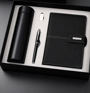 Customized Logo Leather Notebook Corporate Gift Set A5 Diary Wholesale Promotional Luxury Business Pen USB Drive <b>Note</b> <b>Book</b> Set - Product Image 1