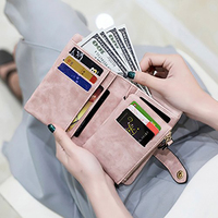 Dompet Kulit Lipat Kecil Wanita dengan Pelindung RFID, Dompet Tangan Wanita dengan Tempat Kartu, Jendela ID, dan Kantong Koin