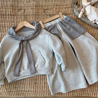 Ensemble décontracté coréen deux pièces pour filles : haut cape et pantalon large – Tenue pour enfants