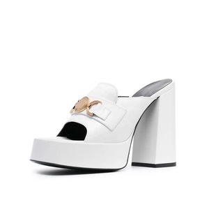 Metal Decor Women Thick Platform Sandals Square Open Toe High Chunky Heels Custom Colors on Shoes - Product Image 6