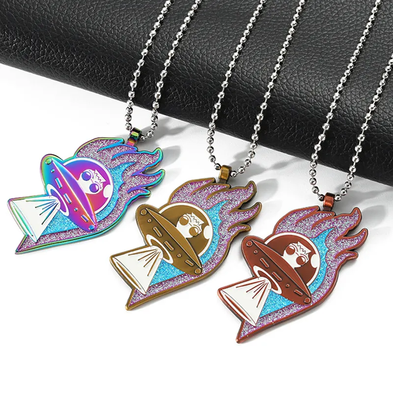 Accessori ciondoli personalizzati in fabbrica Color arcobaleno per gioielli alla moda collane in metallo 3D Anime belle ragazze e donne collana