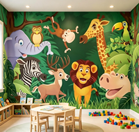 Papel Tapiz 3D de Diseño de Dibujos Animados, Papel Tapiz Mural para Habitación Infantil, Papel Tapiz de Fondo para Habitación de Niños