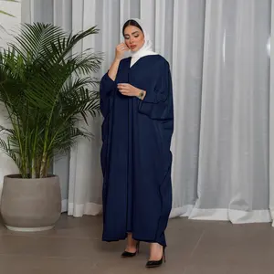 Women Dubai Long Muslim Solid Color Long Sleeve Islamic Turkey Prayer Dress Open Abaya Traditional Muslim Clothing Accessories