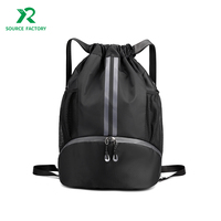 Sac à dos de football à cordon unisexe avec logo personnalisé Style tendance Compartiment pour chaussures de sport en polyester bonbon imperméable