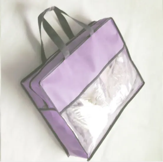 Pvc plastic kussen carrier tas met non-woven zijkanten en naad binding