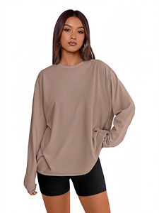 <strong>Womens</strong> Oversized Long Sleeve T-<strong>Shirts</strong> 2026 Basic Crewneck O-Neck Tee Fall Tops Casual Essential Workout Y2K Clothes - Product Image 1