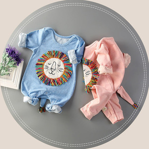 Ropa de Bebé al por Mayor a 1 Dólar, Monos con Lindo Estampado de León para Primavera y Otoño - Product Image 4