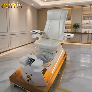 Fauteuil de pédicure et de manucure populaire <span class=keywords><strong>avec</strong></span> massage du dos, bassin LED transparent et base <span class=keywords><strong>en</strong></span> fibre de verre pour salon de manucure, spa et salon de pédicure - Product Image 3