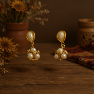 Boucles d'oreilles bohèmes chic en fausses perles pour femmes, plaquées argent, perles rondes, bijoux à gouttes, cadeau de mariage, boucles d'oreilles en perles de Chine - Product Image 2