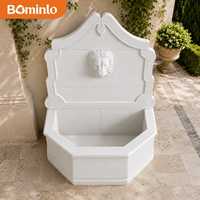 Fontaine murale grande taille en pierre blanche sculptée à la main, tête de lion, style classique européen, pour jardin et cour extérieure