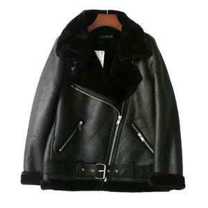 <span class=keywords><strong>Giacca</strong></span> da donna calda invernale con risvolti corti in pelliccia con cerniera in metallo <span class=keywords><strong>giacca</strong></span> di pelle da motociclista spessa - Product Image 6